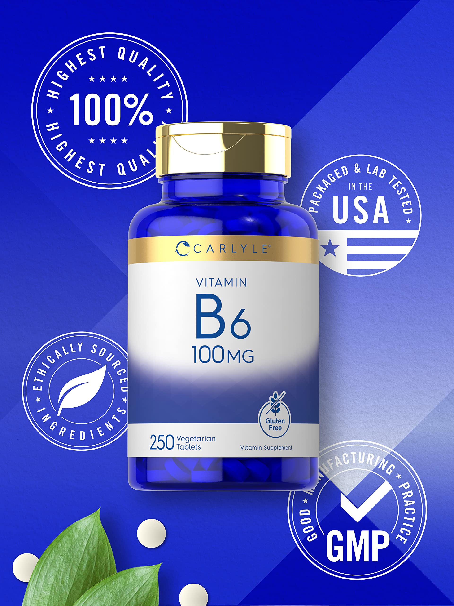 Carlyle Vitamin B6 vegetarian and non-GMO seal