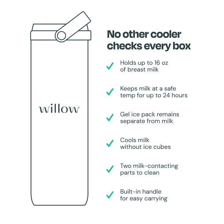 Willow 16 fluid ounce breast milk storage side profile