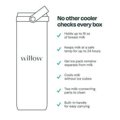 Willow 16 fluid ounce breast milk storage side profile