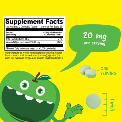 VitaWorks Vitamin B6 green apple flavor supplement bottle
