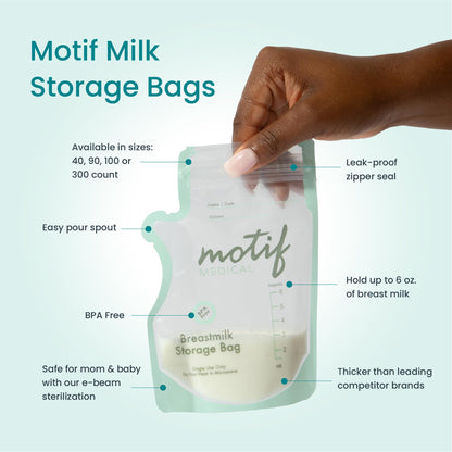 Close up of Motif Medical bag leak-proof double zipper seal