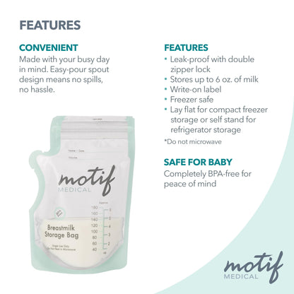 Motif Medical bags lying flat in a freezer for space saving