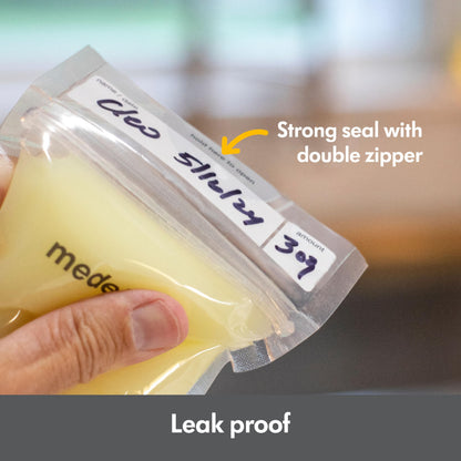 Medela breast milk storage bags showing self-standing base design