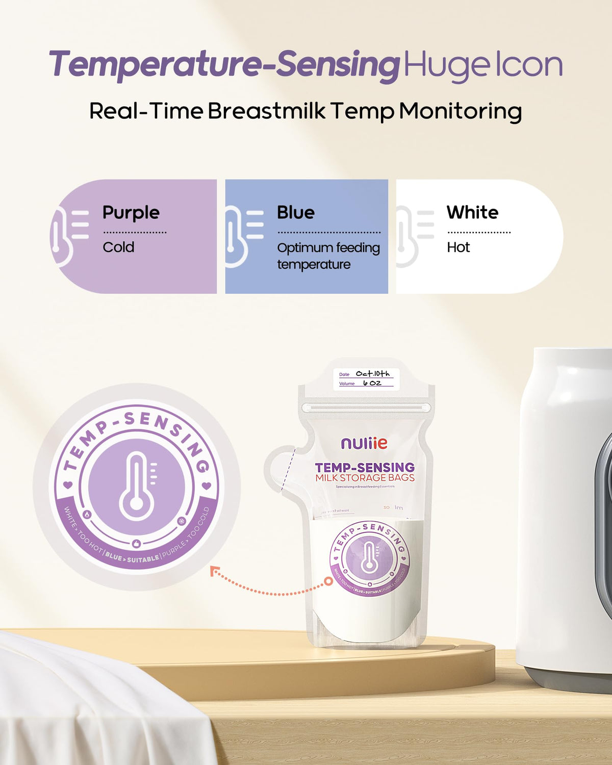 Nuliie milk storage bag with double zipper and leak-proof seal