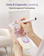 Instructions on Nuliie milk storage bag label area