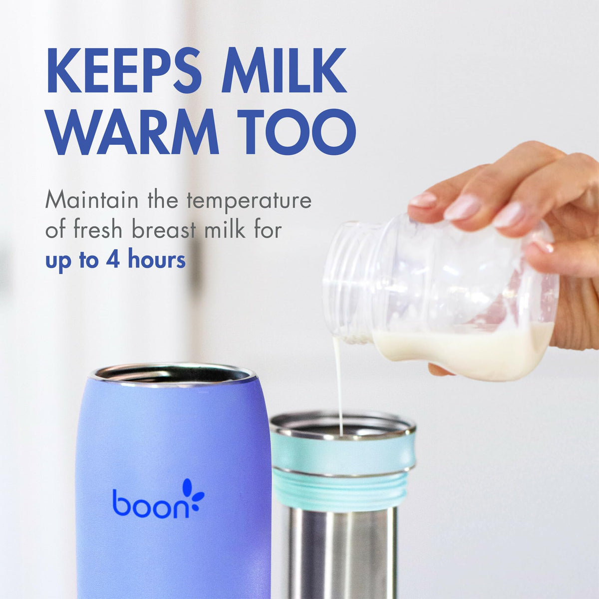 Boon Frosh purple breast milk storage container lifestyle shot