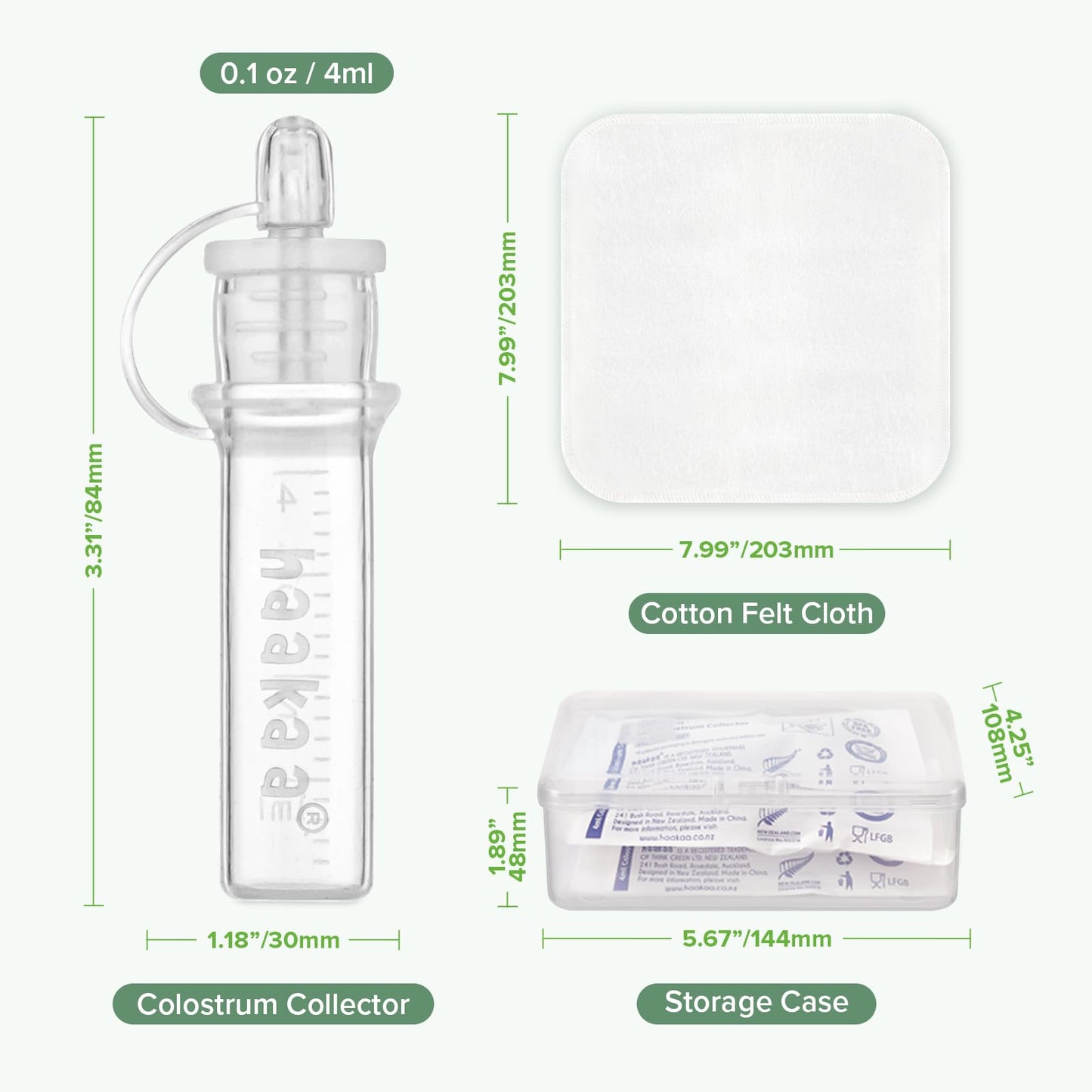 Haakaa colostrum collector set with included cotton cloth