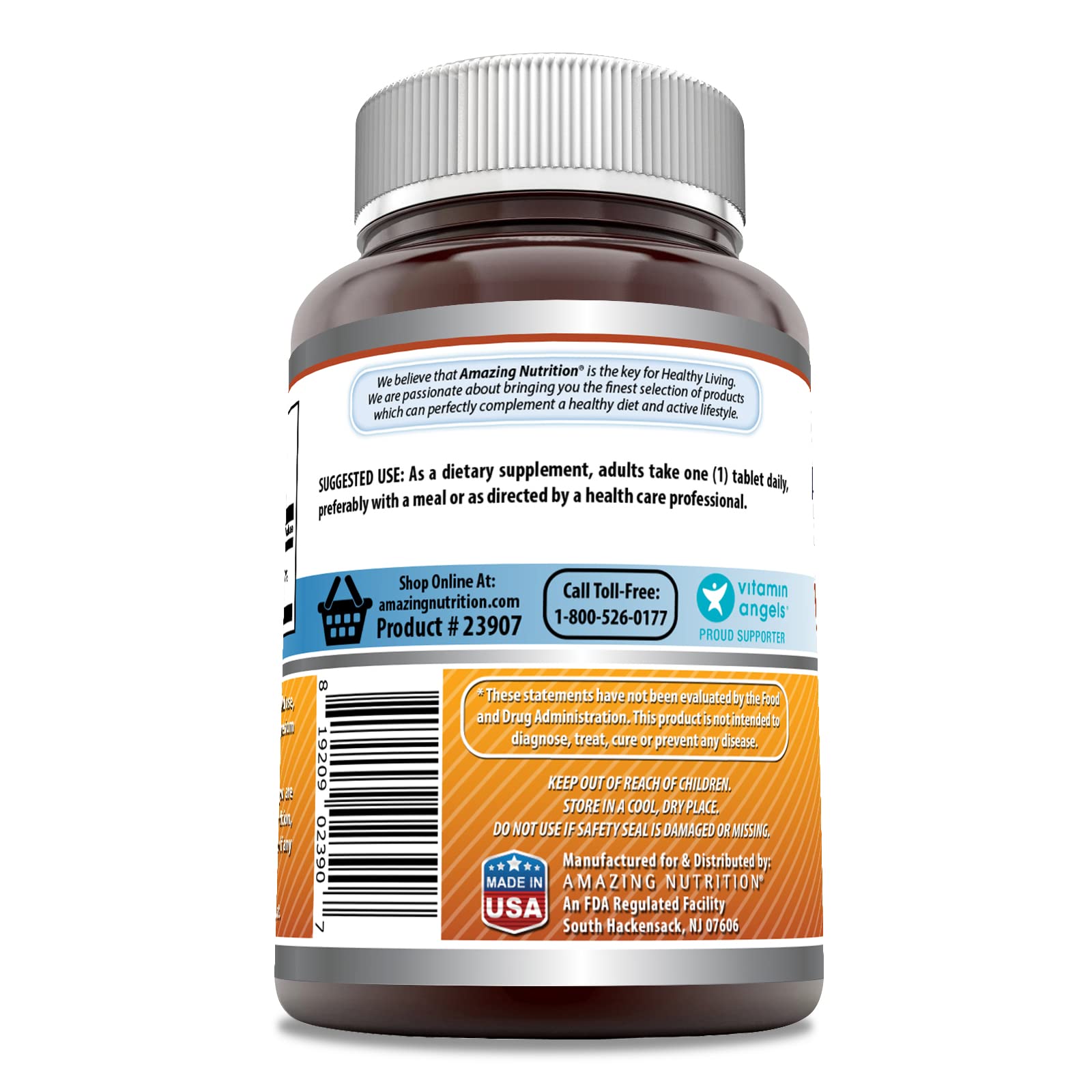 Amazing Nutrition Vitamin B6 500 tablets bottle side label details