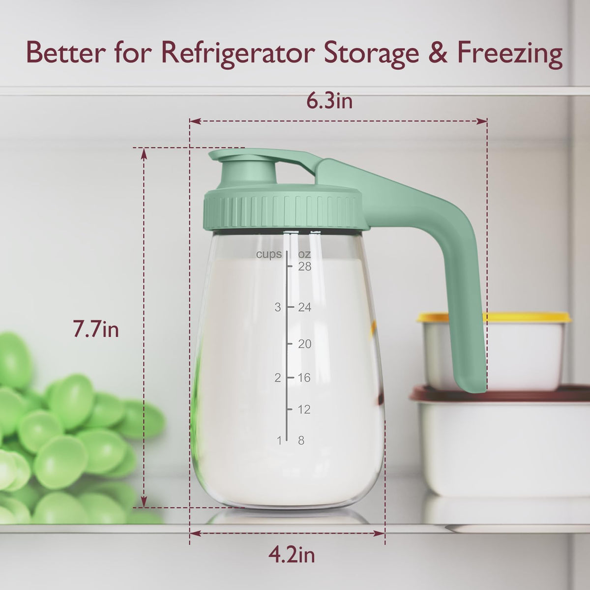 Wide mouth design of Momcozy breast milk pitcher
