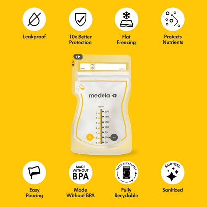 Close up of Medela Easy Pour bag double zipper seal