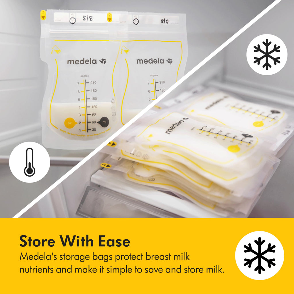 Demonstration of Medela bag wide pour spout design