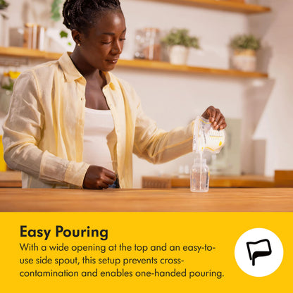 Medela breast milk storage bags inside resealable transport pouch