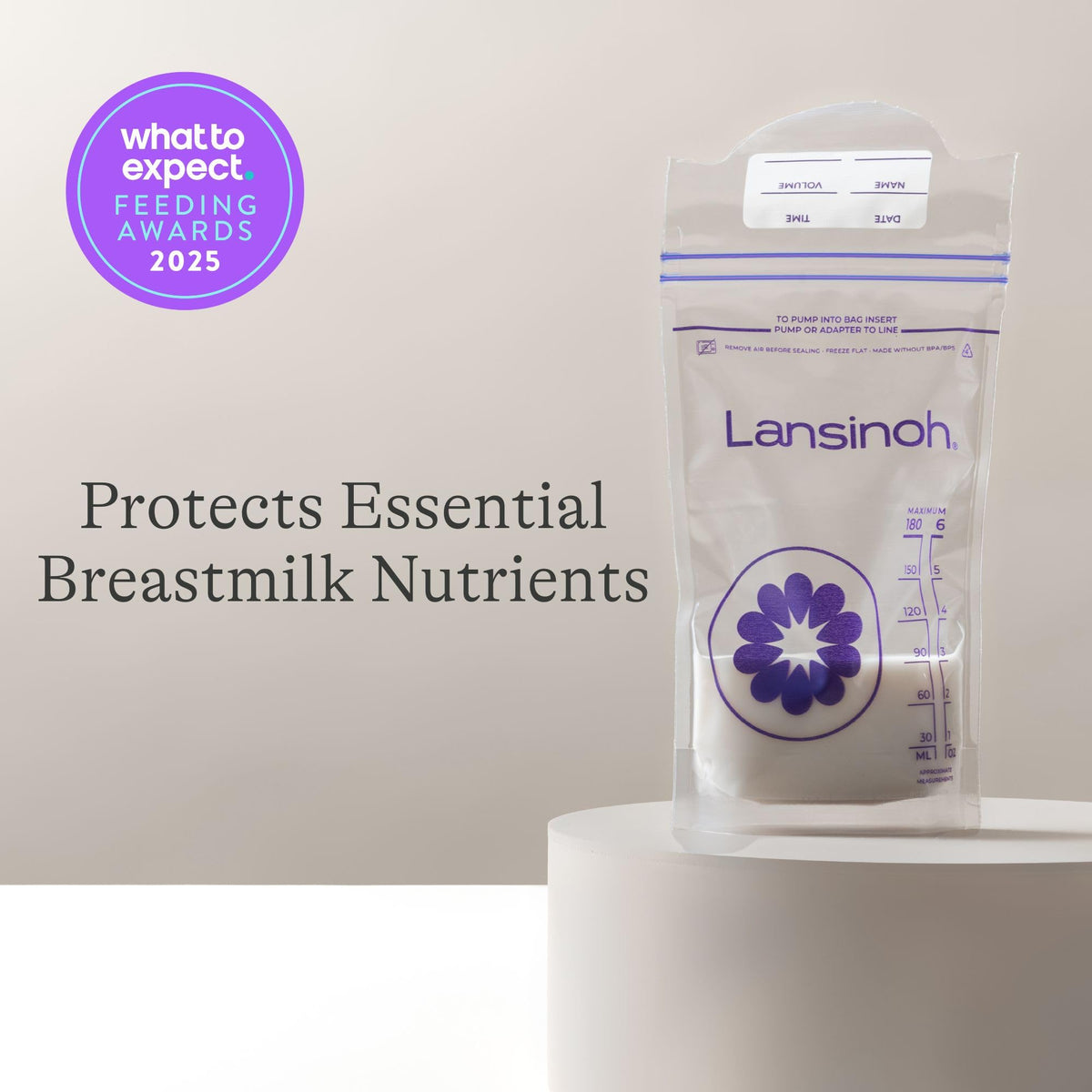 Lansinoh milk storage bags showing double zipper seal