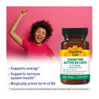 Authentic imported Country Life Vitamin B6 50mg packaging for nervous system health benefits.