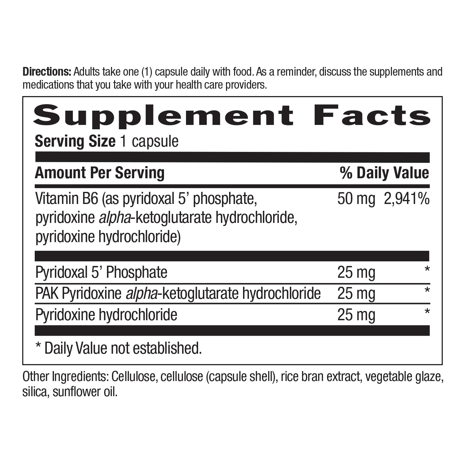 Country Life active B6 30 capsules bottle back view with clear adult usage directions.