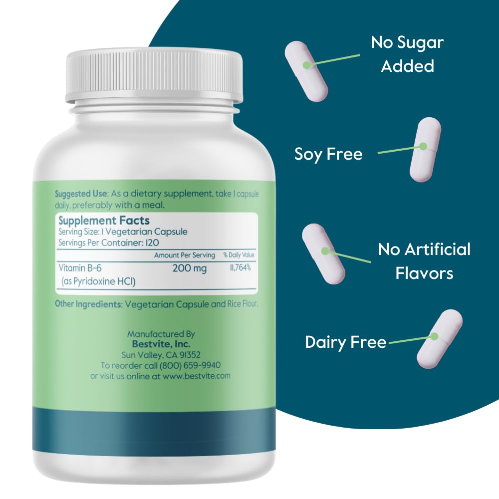 Bestvite Vitamin B6 non-GMO and gluten-free certification icons