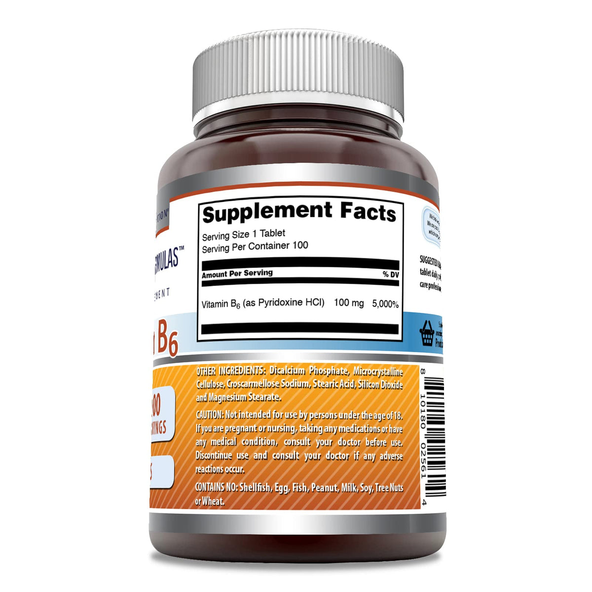 Amazing Nutrition Vitamin B6 100 tablets label details