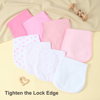 Demonstration of the waterproof backing on the premium newborn burping cloth preventing leaks