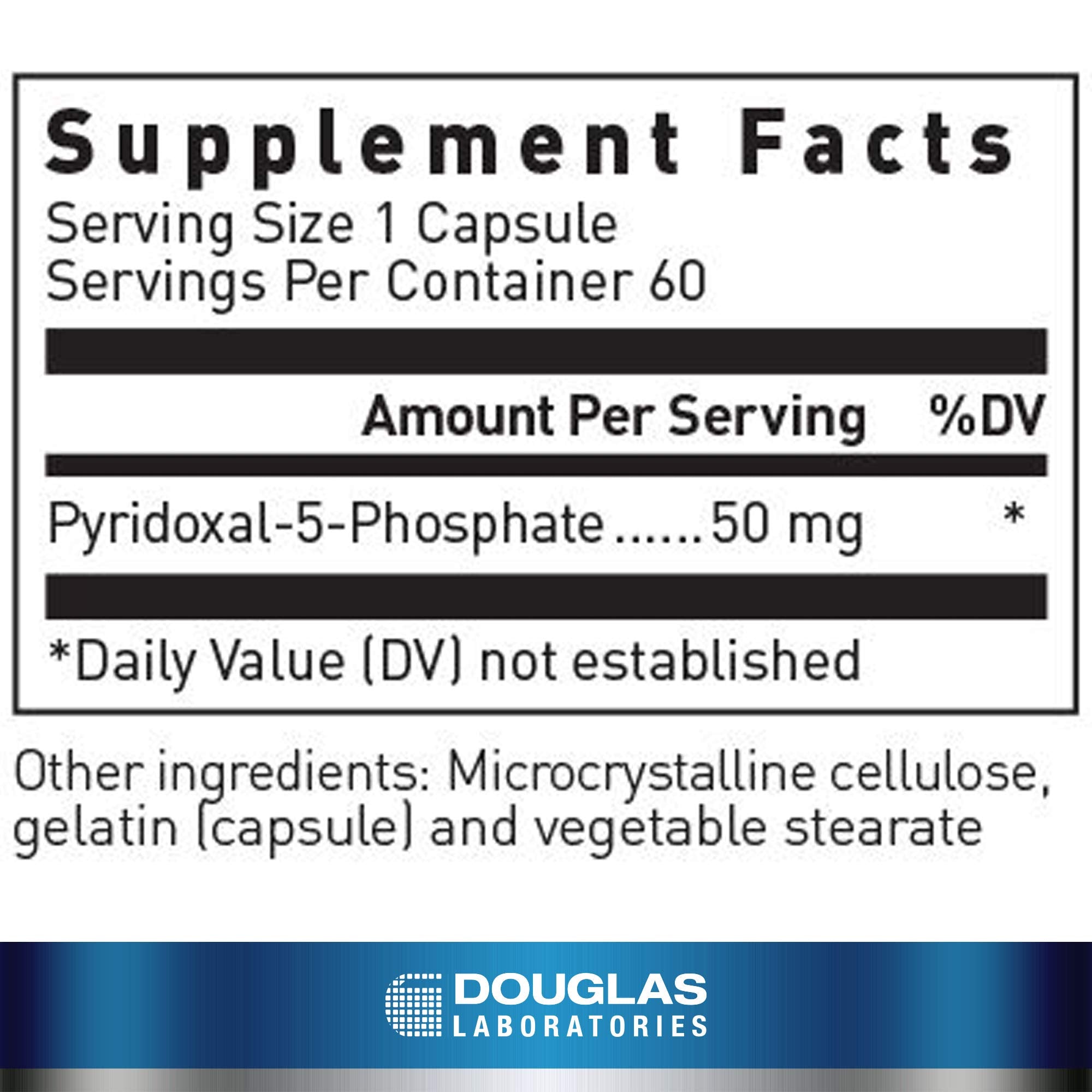 Douglas Laboratories active Vitamin B6 P5P 60 capsules supplement facts and label.