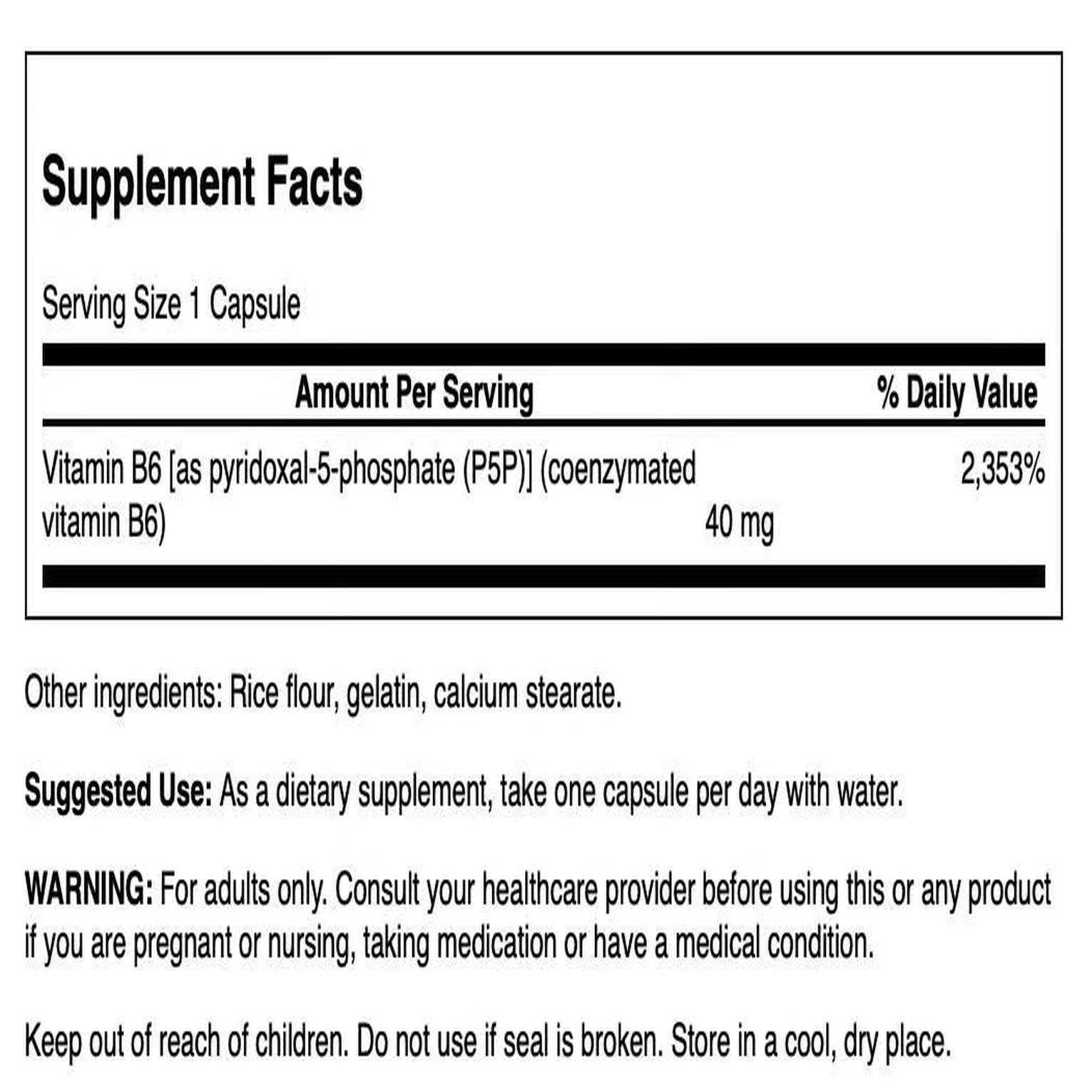 Swanson P5P 40 mg double strength supplement bottle