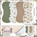 Boao newborn spit up rags in dark green and light coffee colors folded neatly.