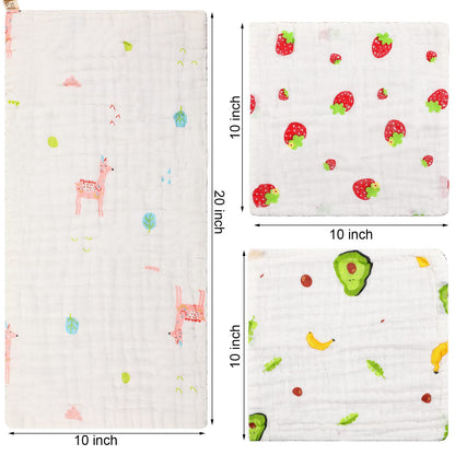 Kenning muslin baby washcloths with animal patterns