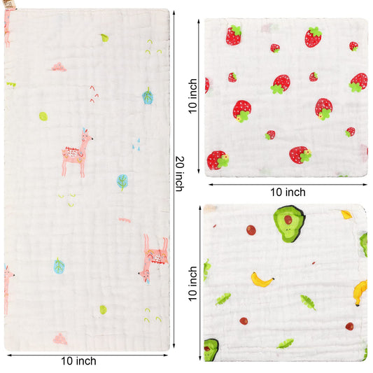 Kenning muslin baby washcloths with animal patterns