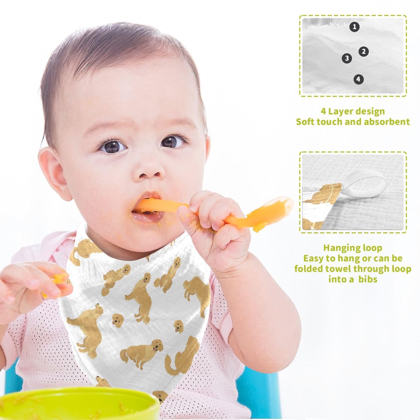 Vvfelixl baby washcloths folded showing puppy face design