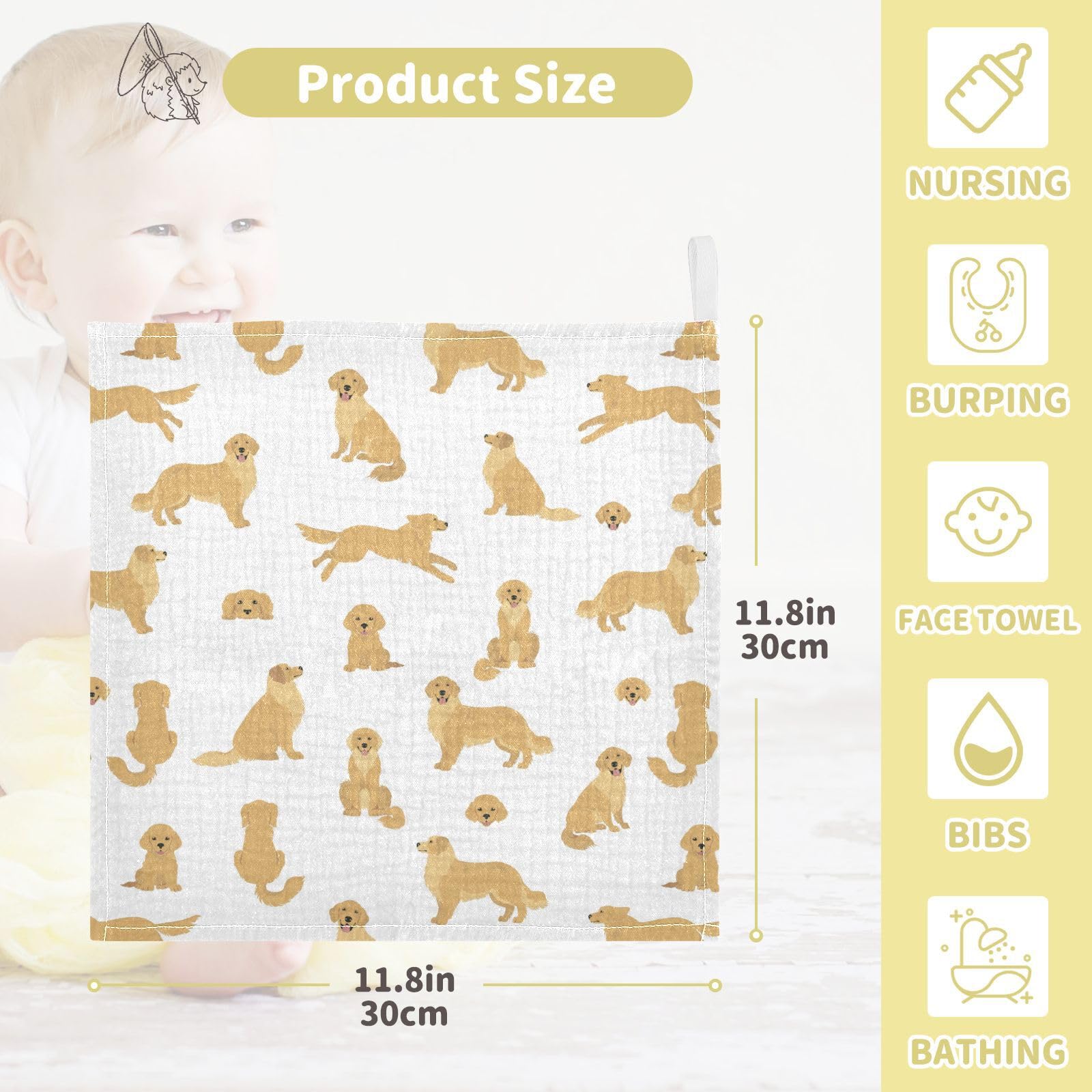 Baby using vvfelixl cotton washcloth for bath time