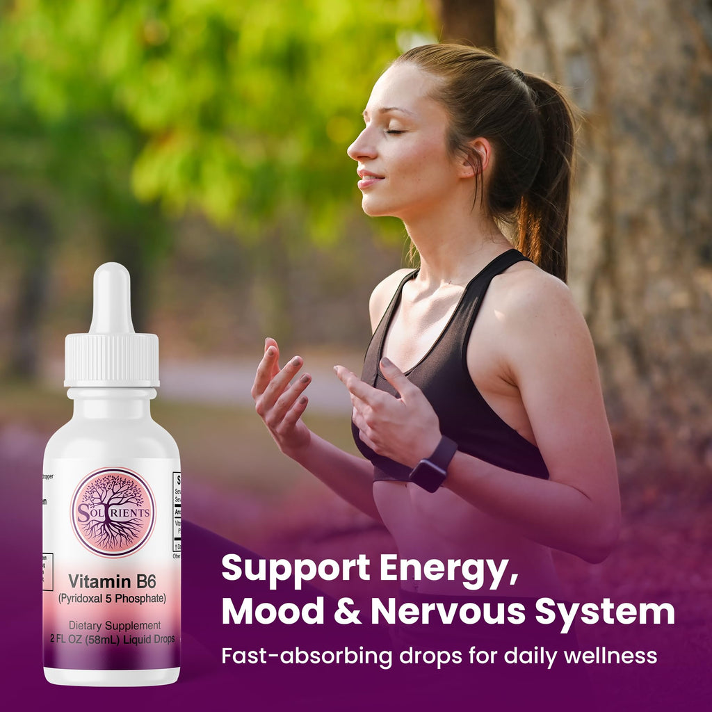 Soltrients liquid B6 drops showing the 2 fluid ounce size