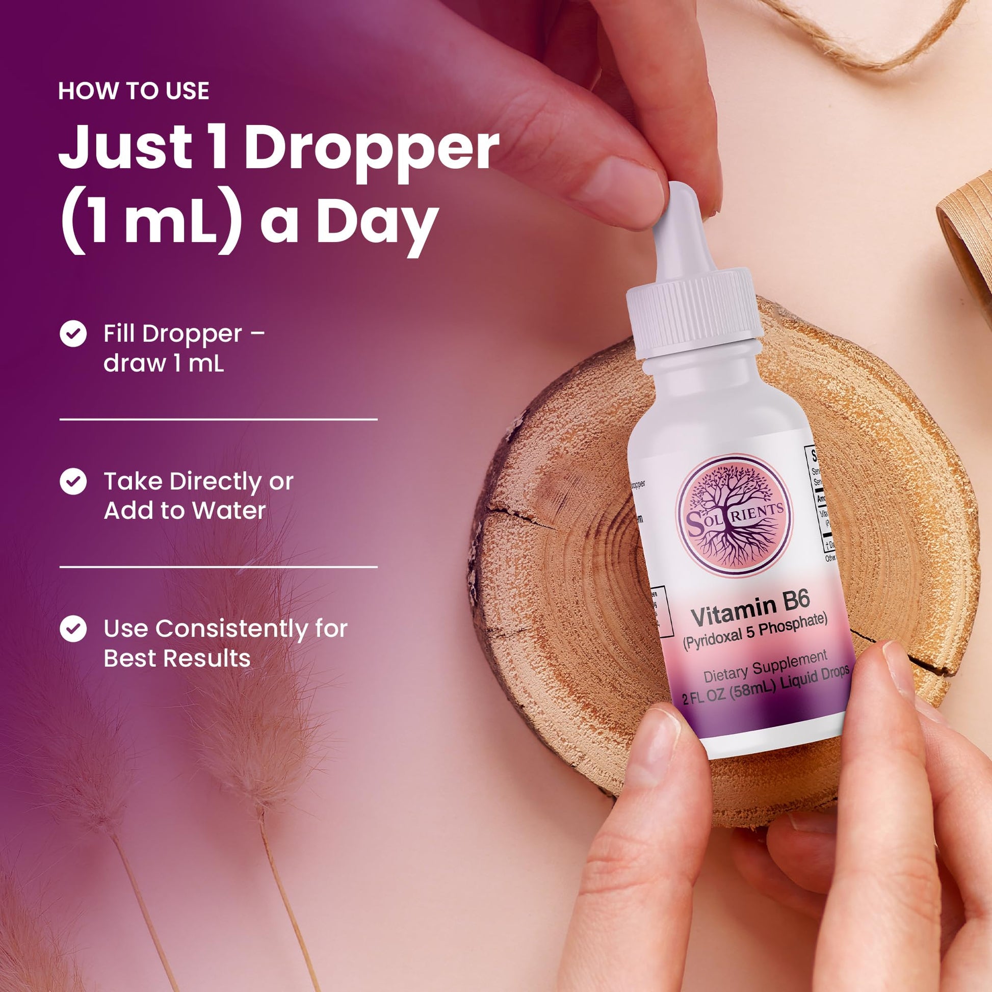 Soltrients P5P Vitamin B6 supplement bottle on a clean background