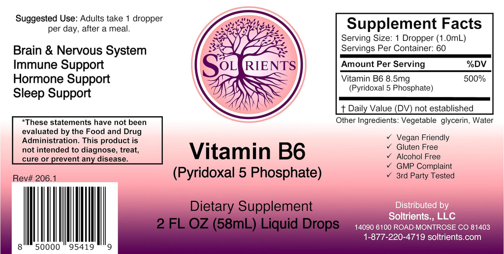 Soltrients B6 liquid drops being poured for daily intake