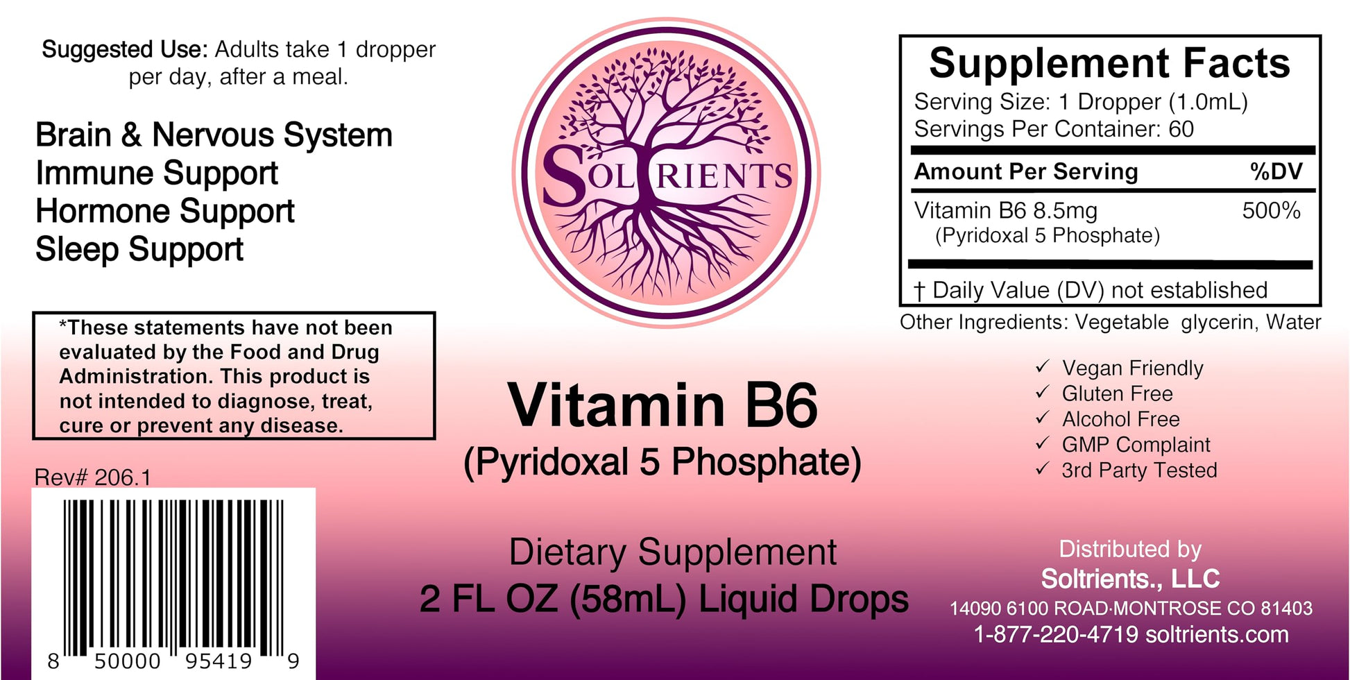 Soltrients B6 liquid drops being poured for daily intake