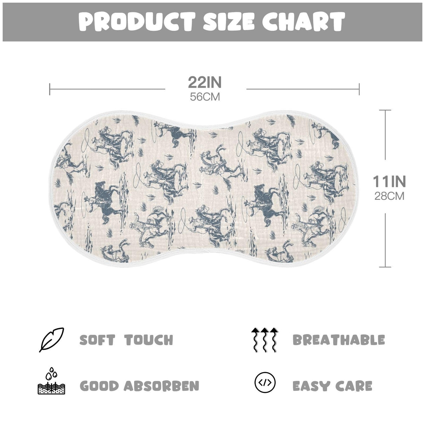 Two pack JHKKU baby burp rags with desert horse illustration