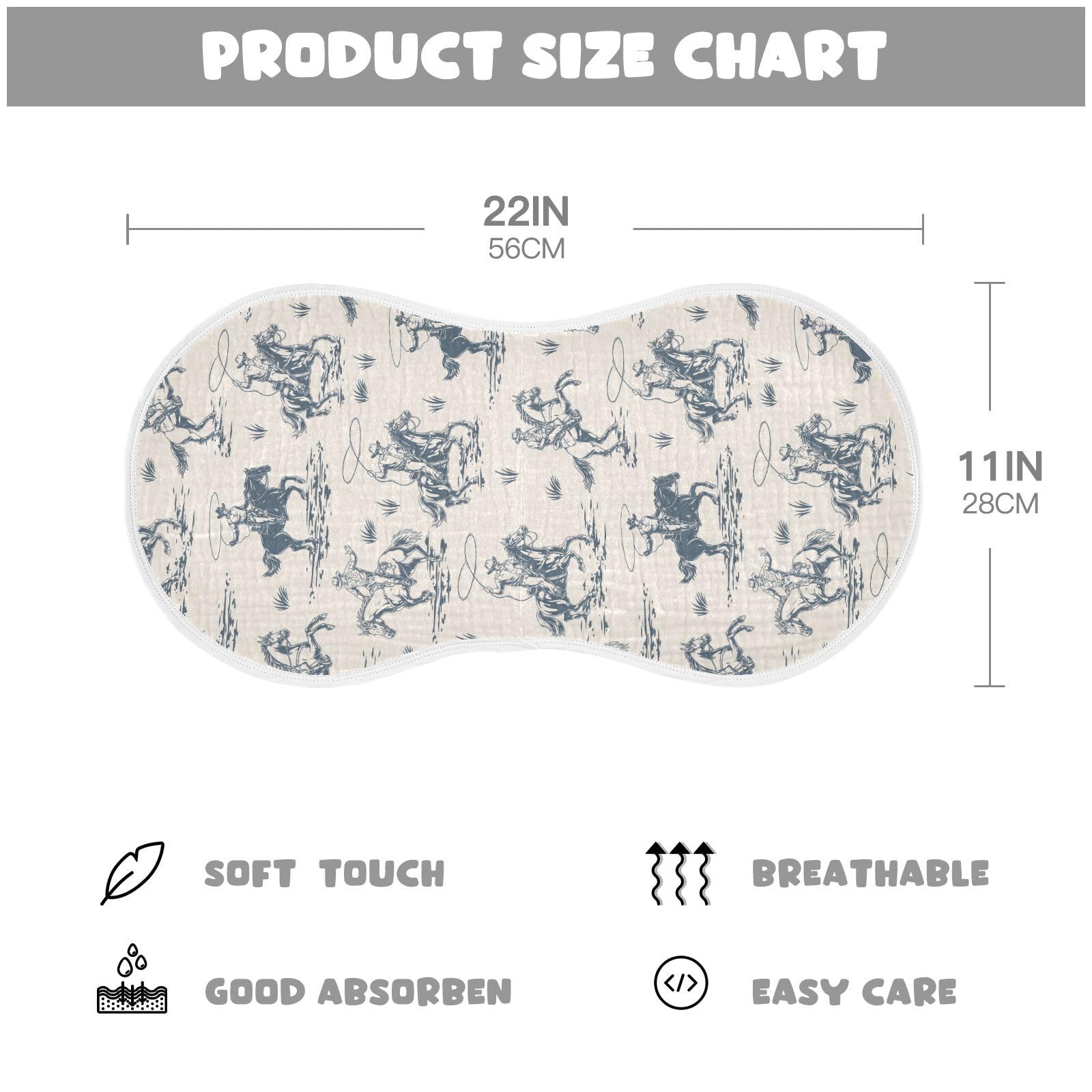 Two pack JHKKU baby burp rags with desert horse illustration