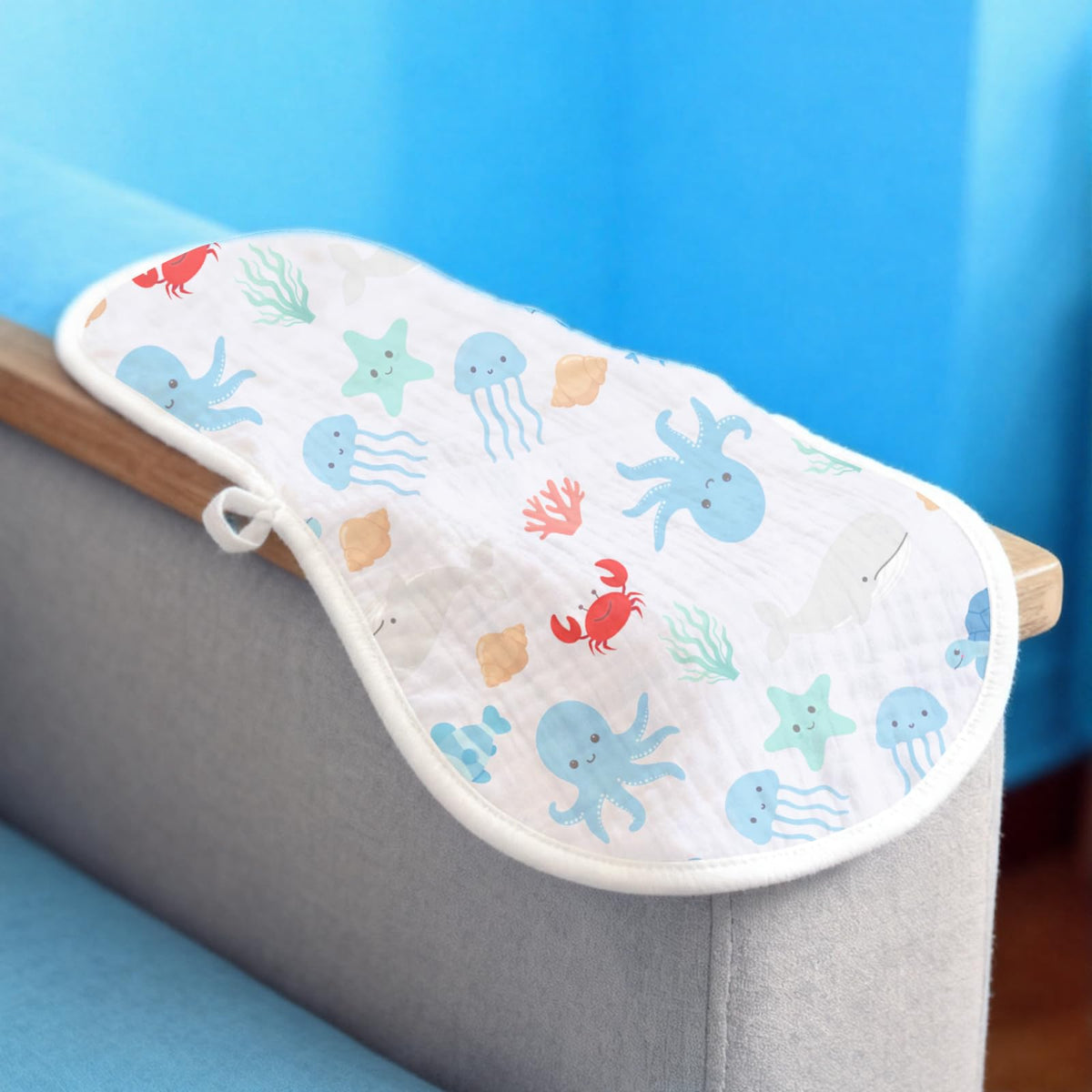 Nintara Baby organic cotton burping clothes folded neatly in a set of six