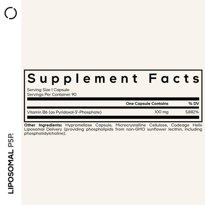 Codeage Liposomal P5P active Vitamin B6 supplement bottle label