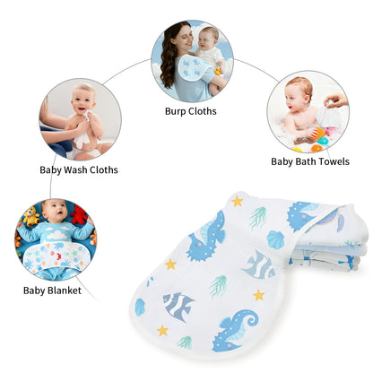 Soft texture detail of Nintara Baby imported cotton wash cloths for infants