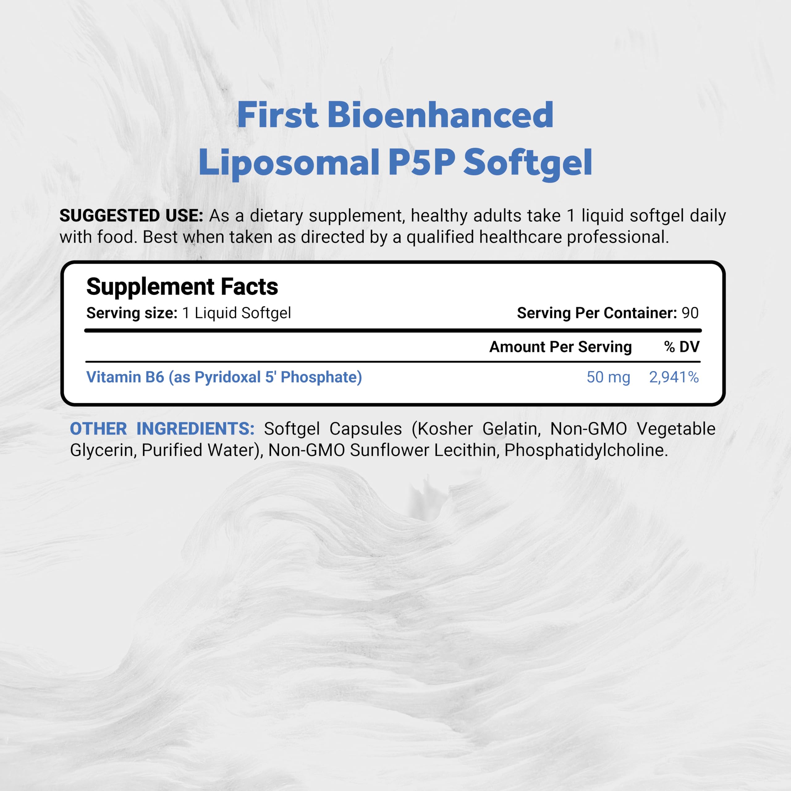 Naturalis Liposomal P5P 90 softgels supplement facts label