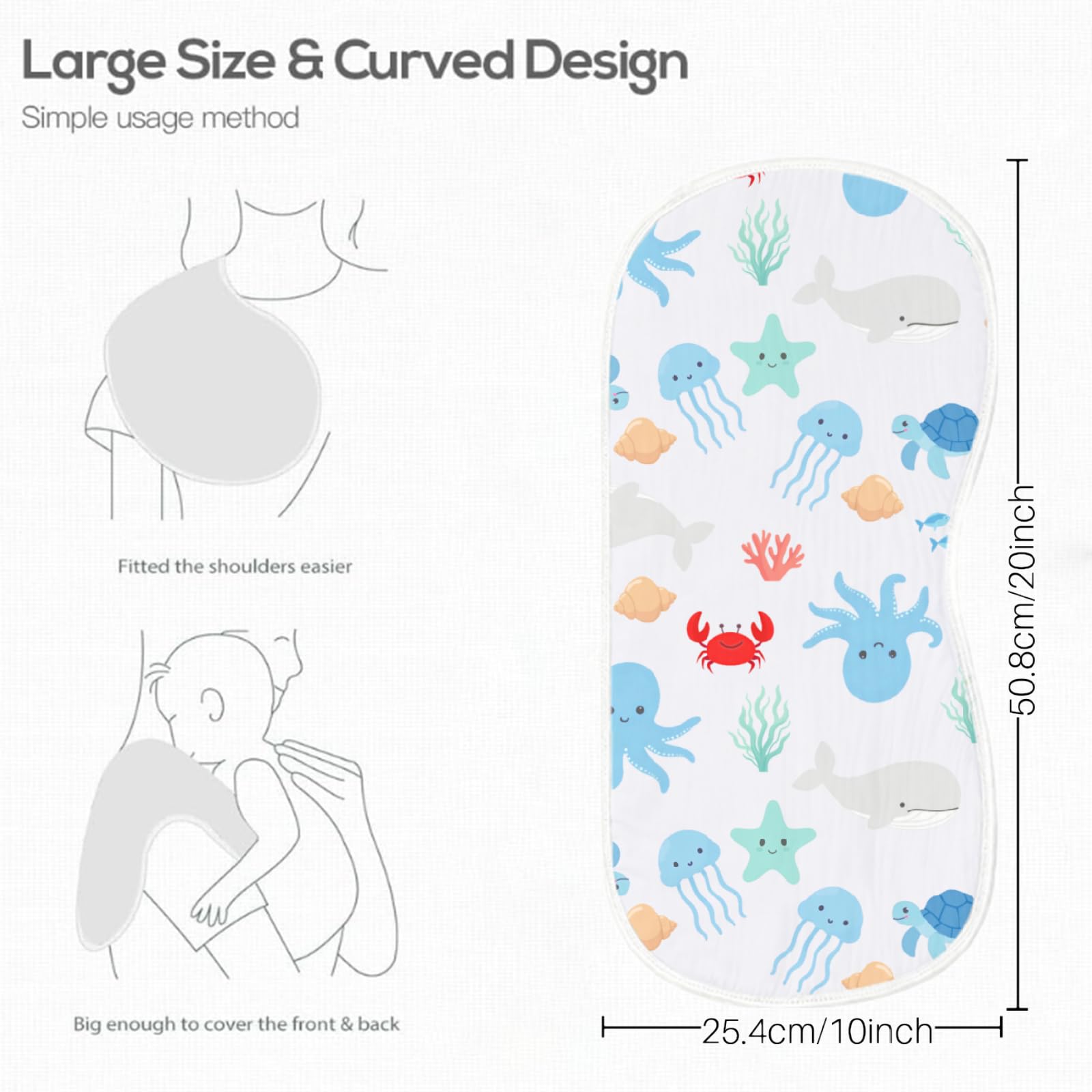 Nintara Baby unisex blue ocean animals burp cloths packaged beautifully for a baby shower gift