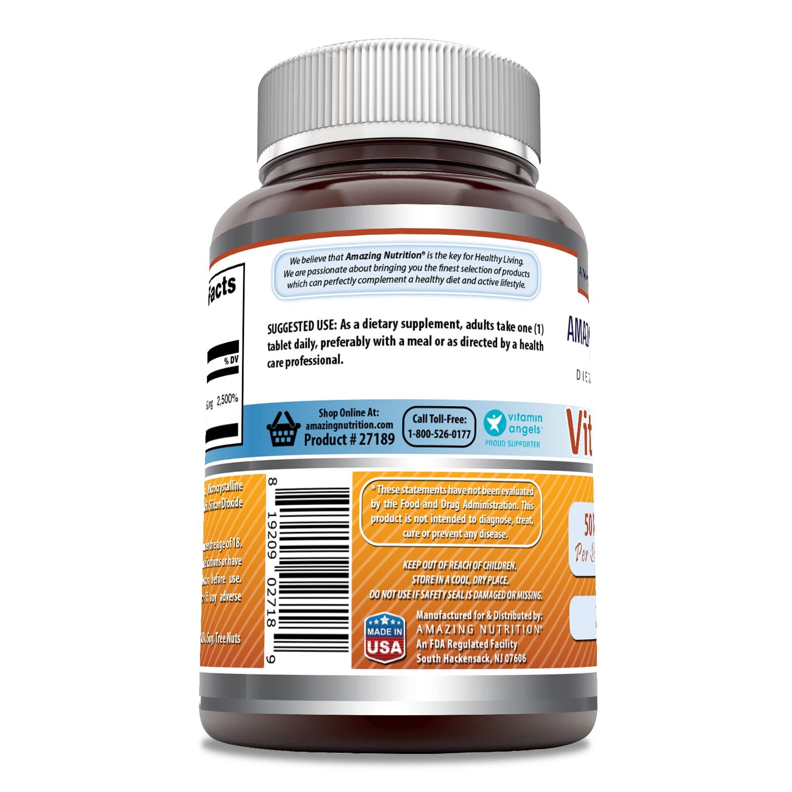 Close up of Amazing Formulas Vitamin B6 250 tablets label details