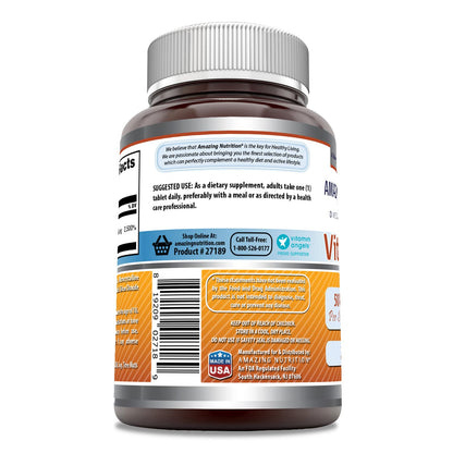 Close up of Amazing Formulas Vitamin B6 250 tablets label details