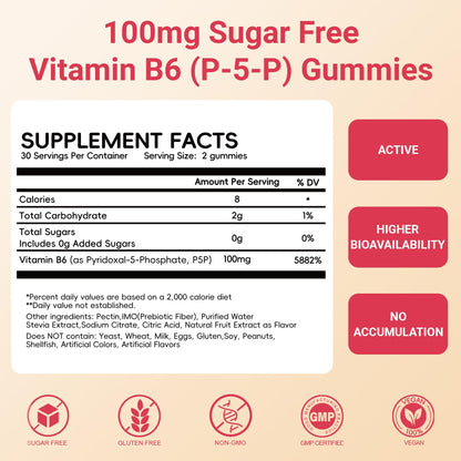 Close up of Herbovella Vitamin B6 gummy supplement label