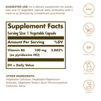 Solgar B6 100mg 100 vegetable capsules ingredient label details