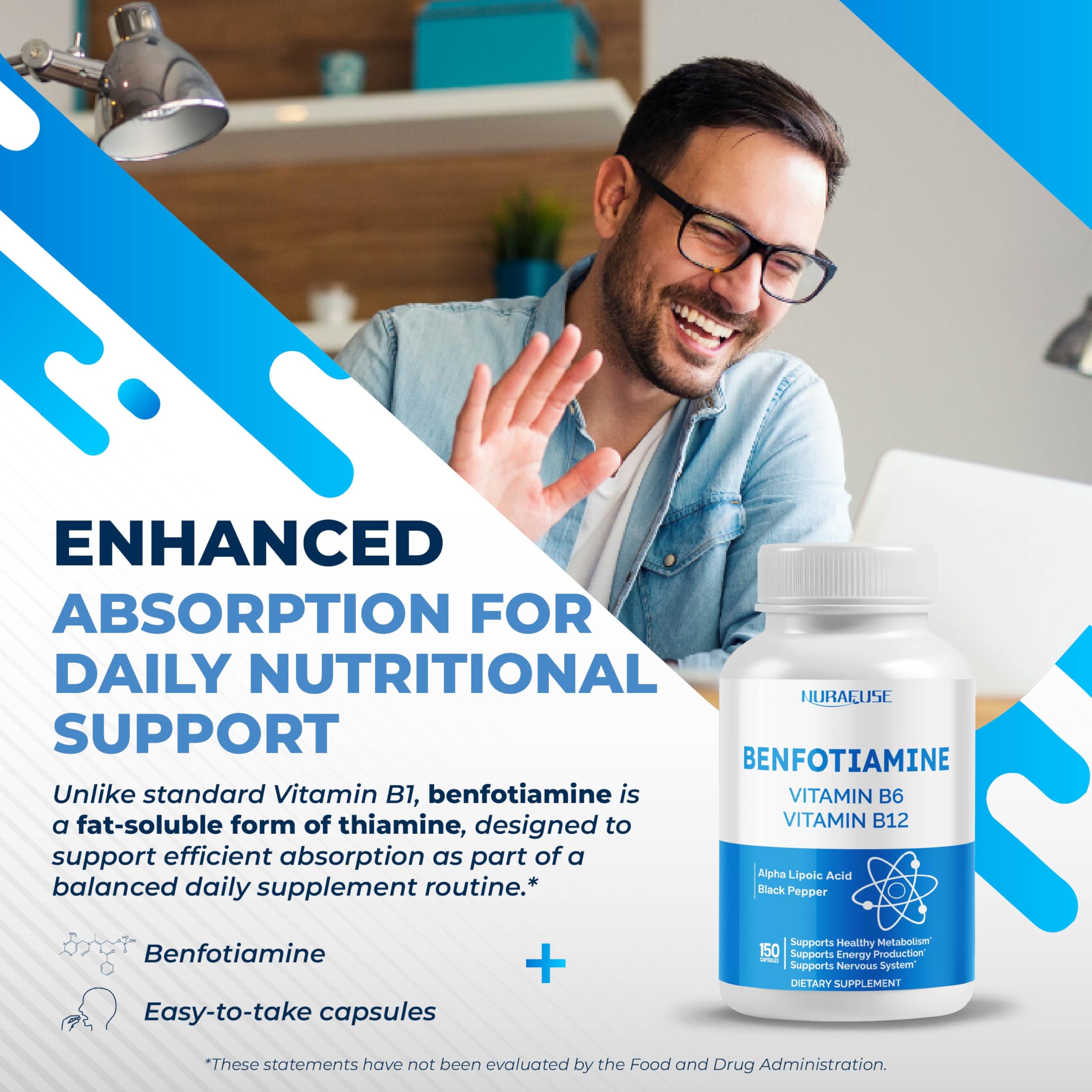 Nurafuse Liposomal Benfotiamine bottle supplement facts label