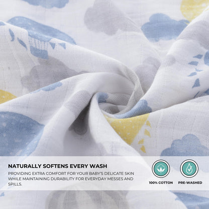 Close up of soft muslin fabric on Featherhead burp cloths