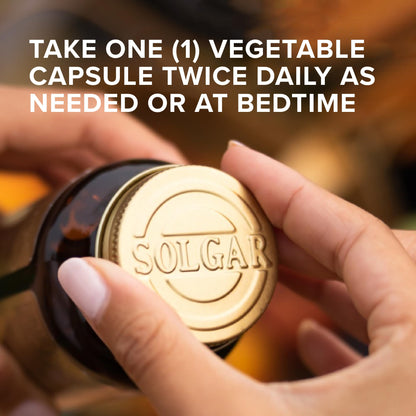 Side profile of Solgar 5-HTP bottle with ingredient details