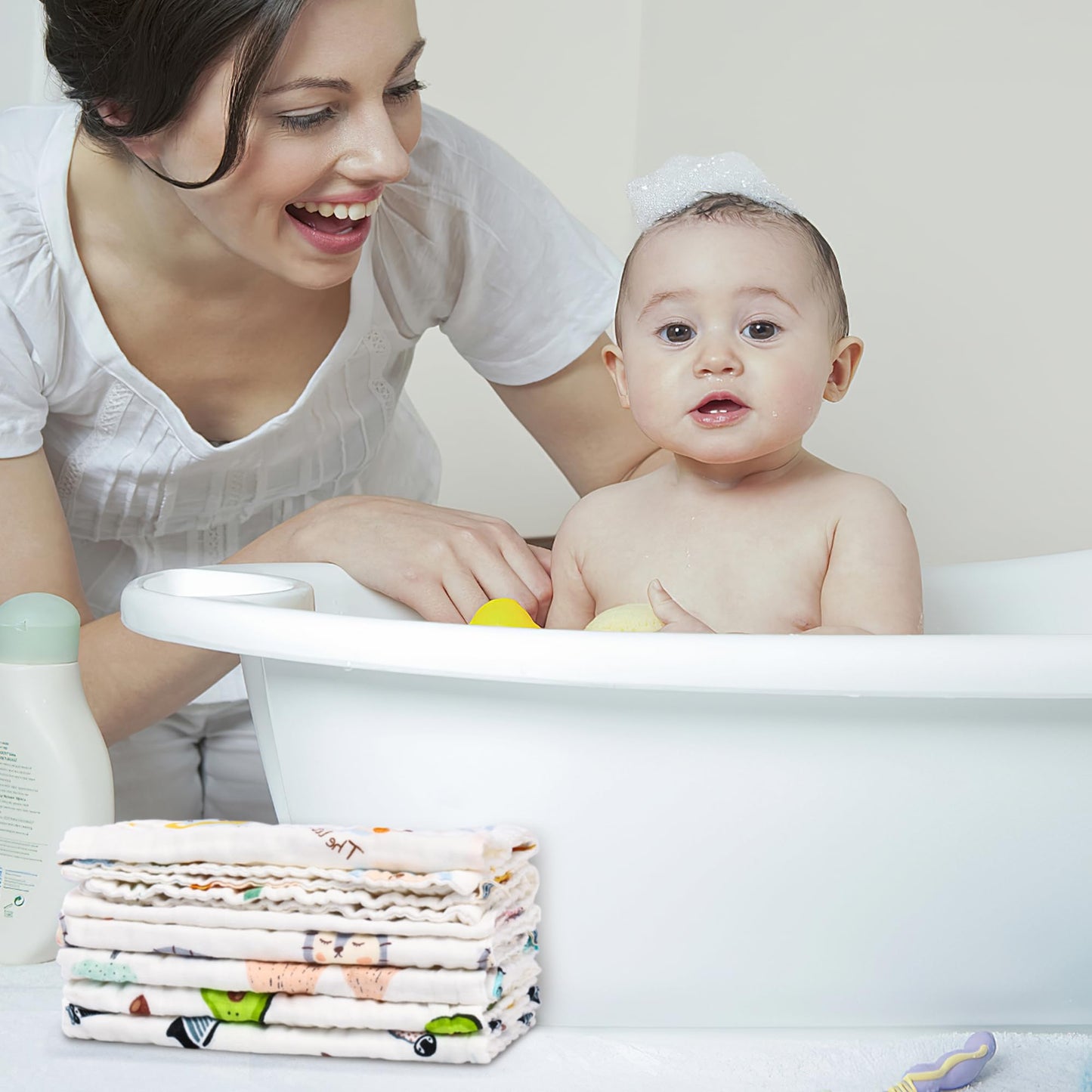 Set of 6 unisex pattern burp cloths for newborns