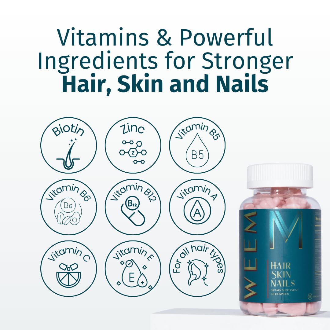 WEEM extra strength raspberry flavored beauty gummies close up view