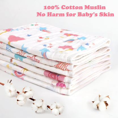 Decalsweet absorbent baby burp cloths pack of six in various unisex patterns for boys and girls.